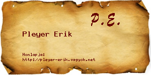 Pleyer Erik névjegykártya